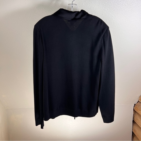 ST.JOHN ESSENTIALS for Nordstrom Black Zipper Front Santana Knit Sweater. Large - Picture 7 of 7